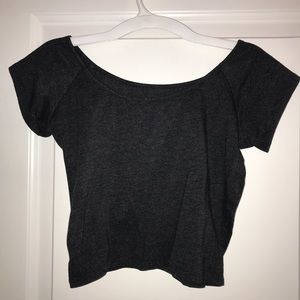 Gray Wide Neck Crop Top